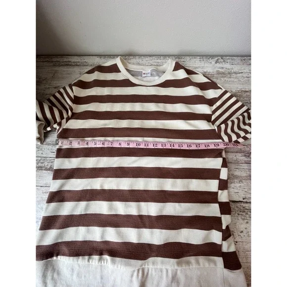 WIHOLL Women's size M Cream and Brown Stripe Long Sleeve Thermal - Picture 4 of 9